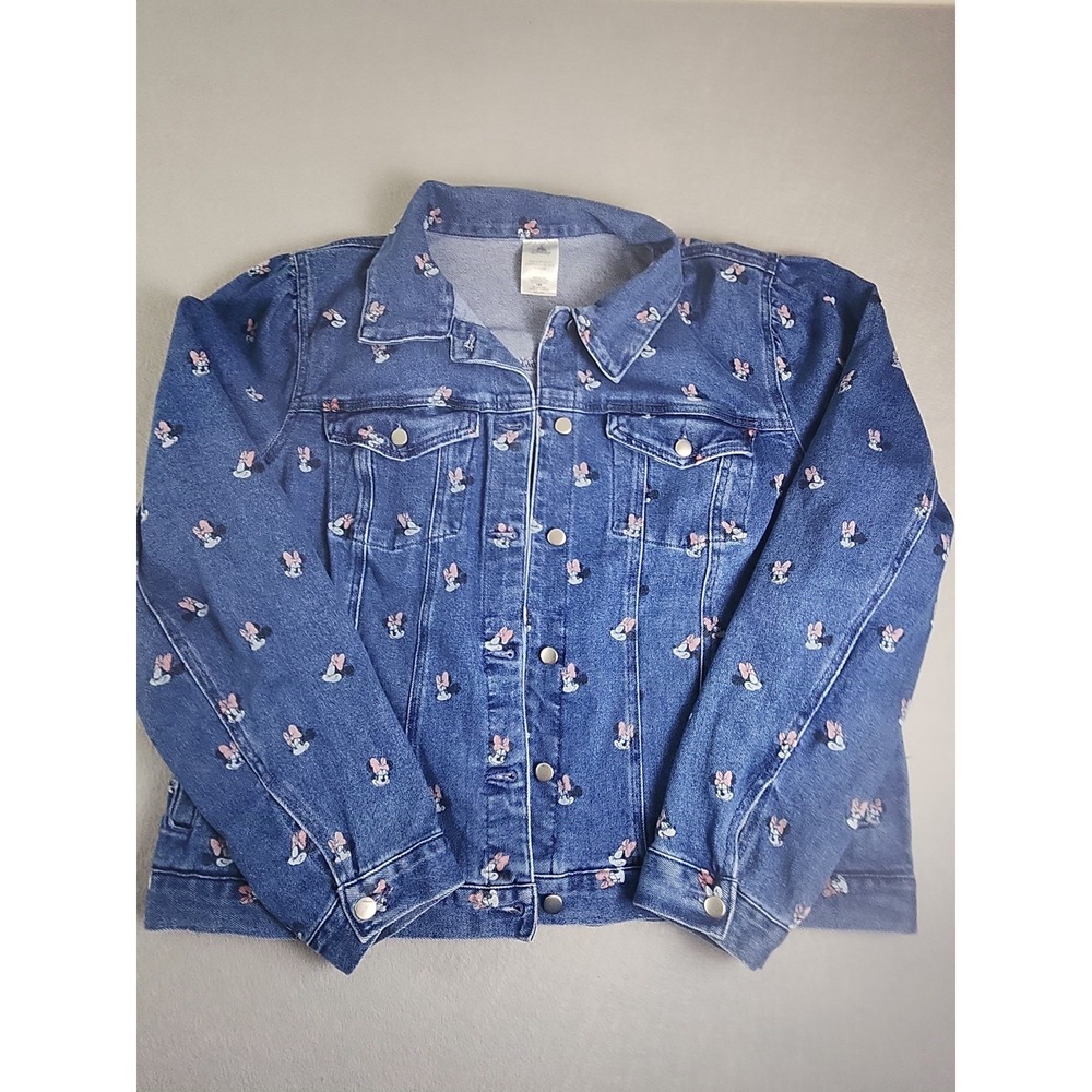 Disney Adult Minnie Mouse Denim Jean Jacket SZ 1-X Bolero Blue Button Pockets